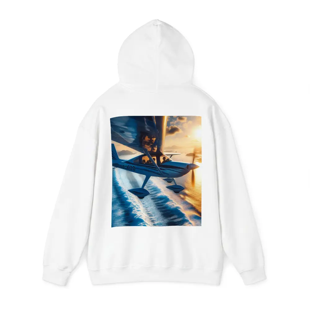 Small Plane Flying Over Ocean Sunset – Hoodies