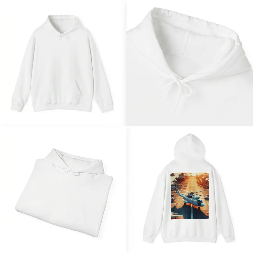 Military Helicopter Aircraft Carrier Sunset Port – Hoodies