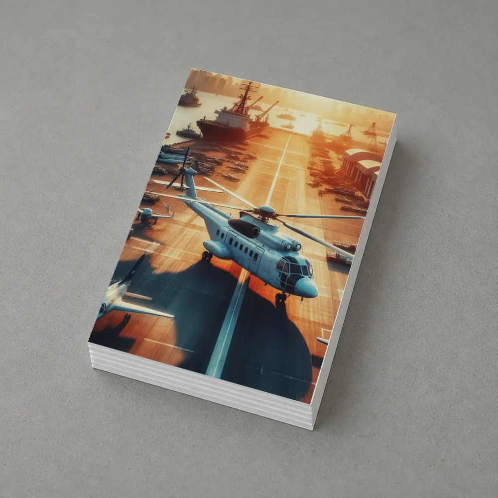 Military Helicopter Aircraft Carrier Sunset Port – Postcards