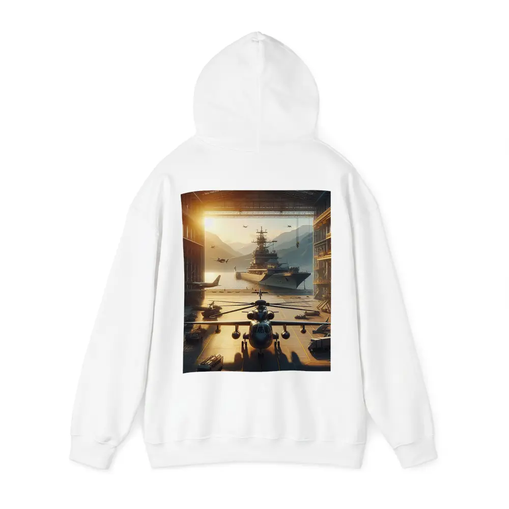 Military Hangar Helicopter Aircraft Carrier Sunset – Hoodies