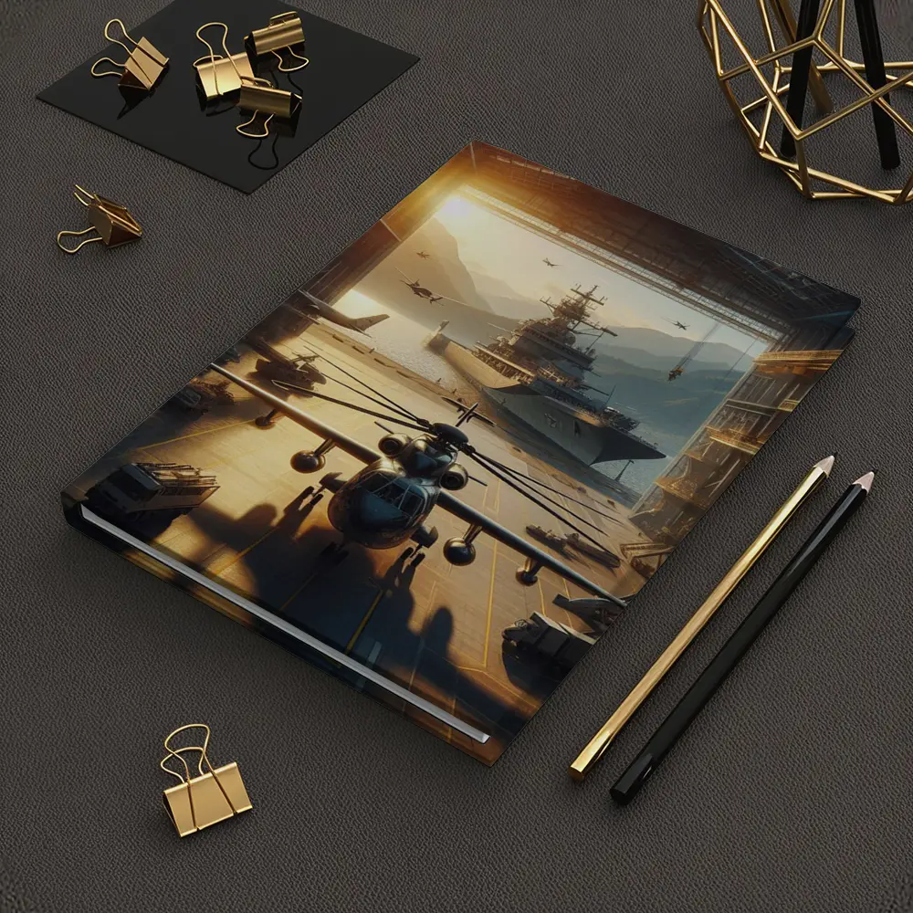 Military Hangar Helicopter Aircraft Carrier Sunset – Notebooks