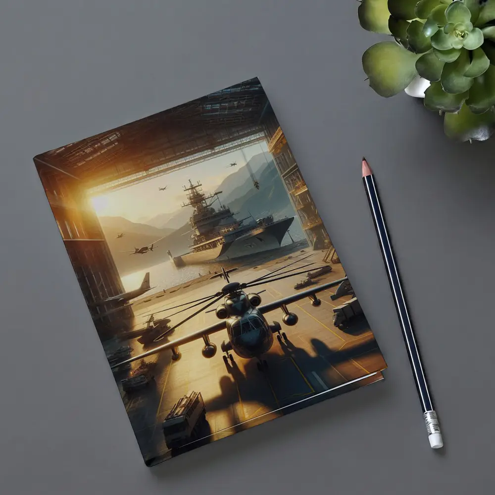 Military Hangar Helicopter Aircraft Carrier Sunset – Notebooks