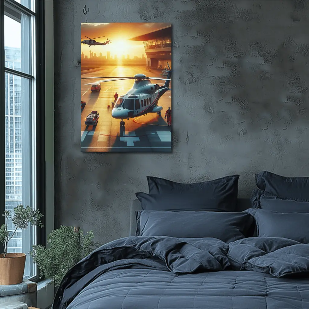 Emergency Helicopter Landing Pad Sunset City – Wall Art