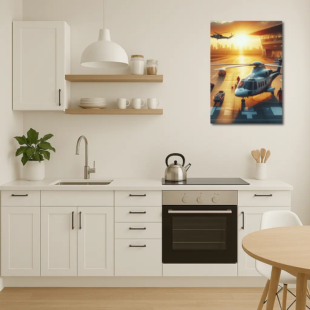 Emergency Helicopter Landing Pad Sunset City – Wall Art