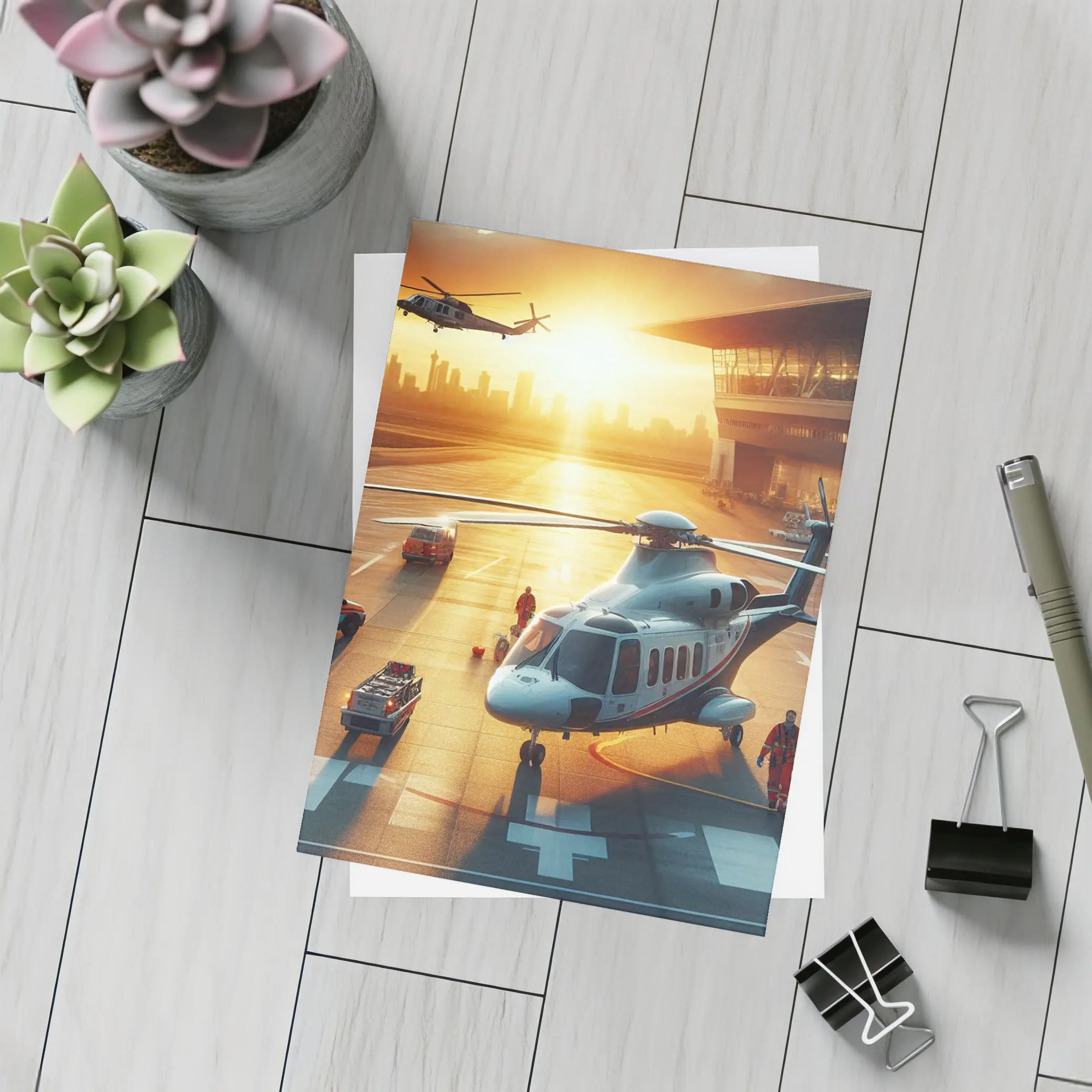 Emergency Helicopter Landing Pad Sunset City – Postcards