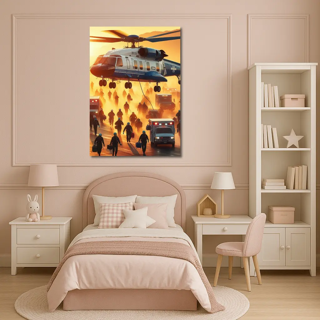 Medical Helicopter Emergency Rescue Team Sunset – Wall Art