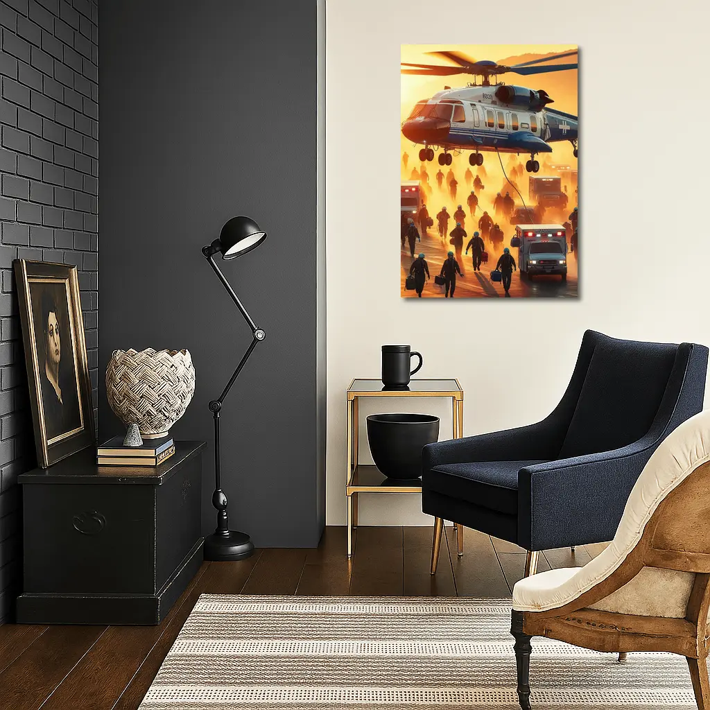 Medical Helicopter Emergency Rescue Team Sunset – Wall Art