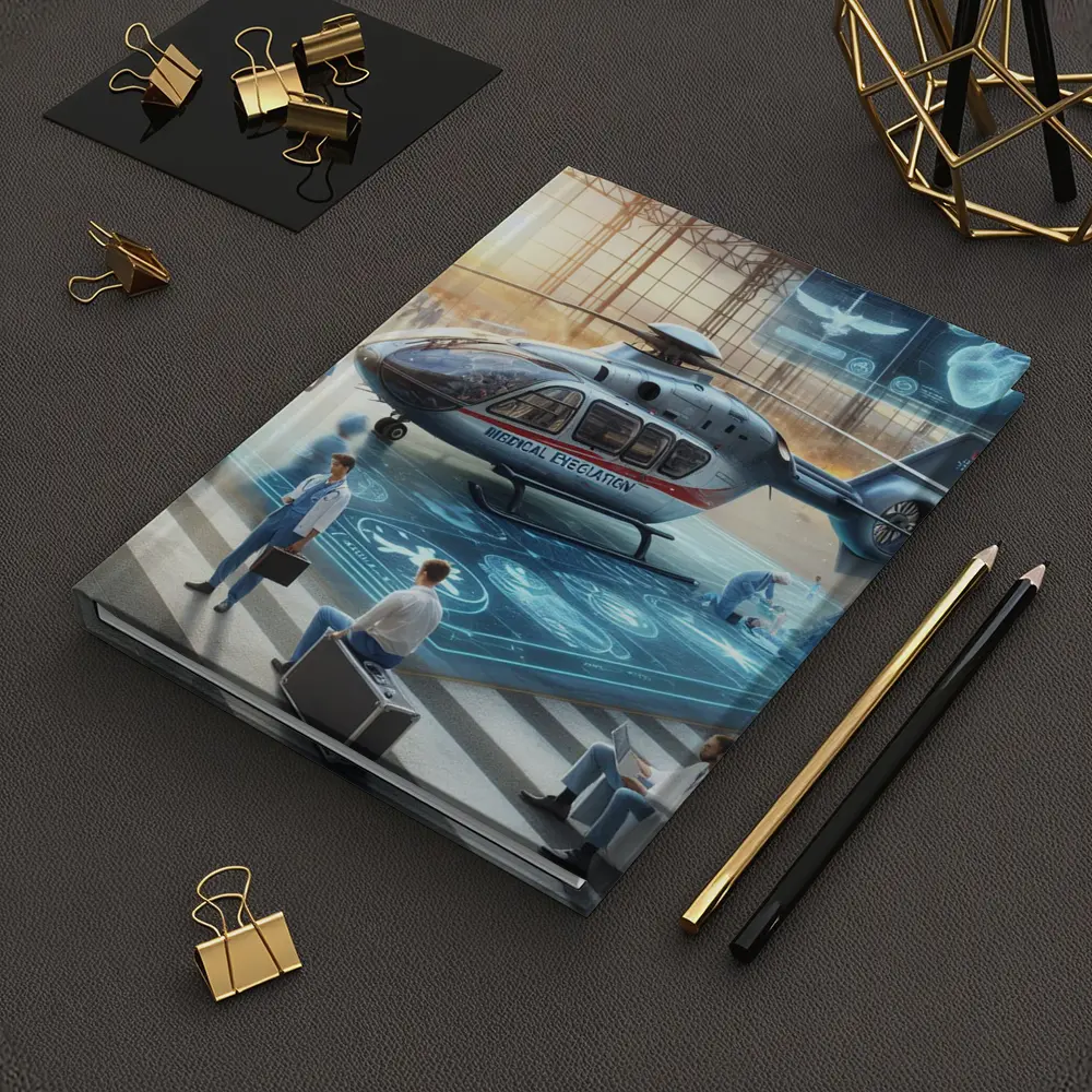 Medical Evacuation Helicopter Hangar Futuristic Scene – Notebooks