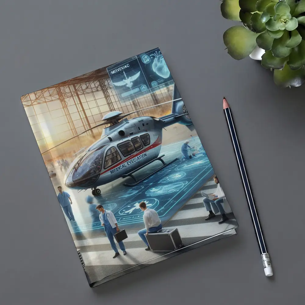 Medical Evacuation Helicopter Hangar Futuristic Scene – Notebooks