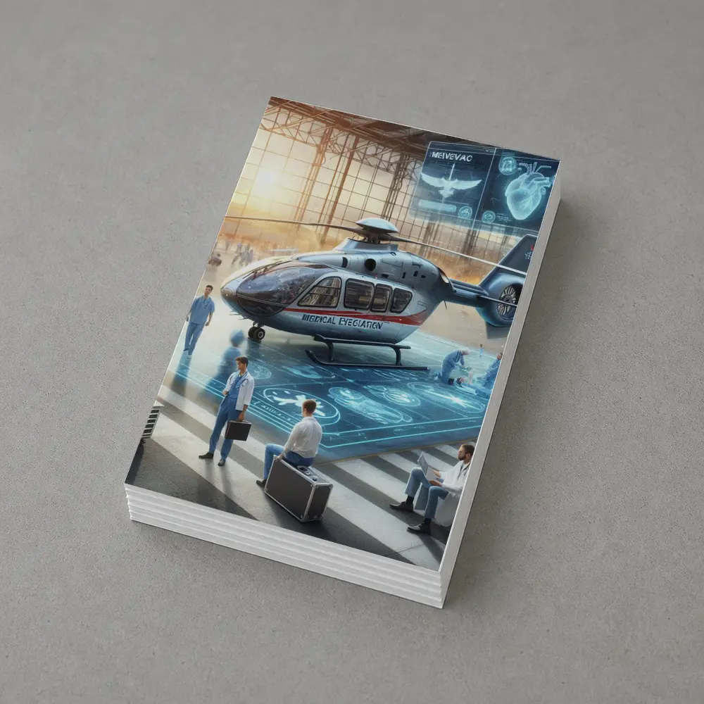Medical Evacuation Helicopter Hangar Futuristic Scene – Postcards