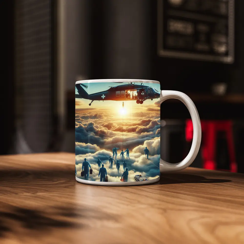 Medical Helicopter Rescue Above the Clouds – Mugs