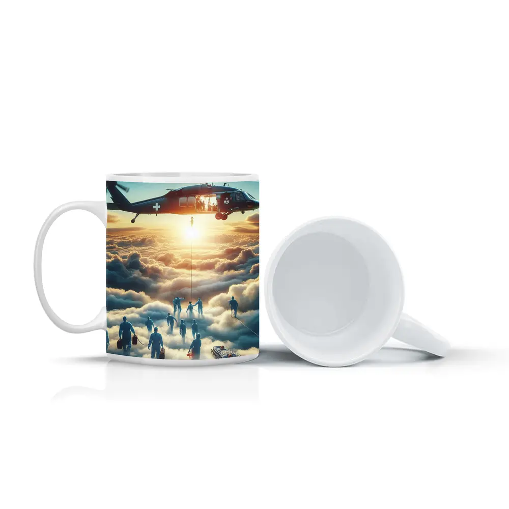 Medical Helicopter Rescue Above the Clouds – Mugs