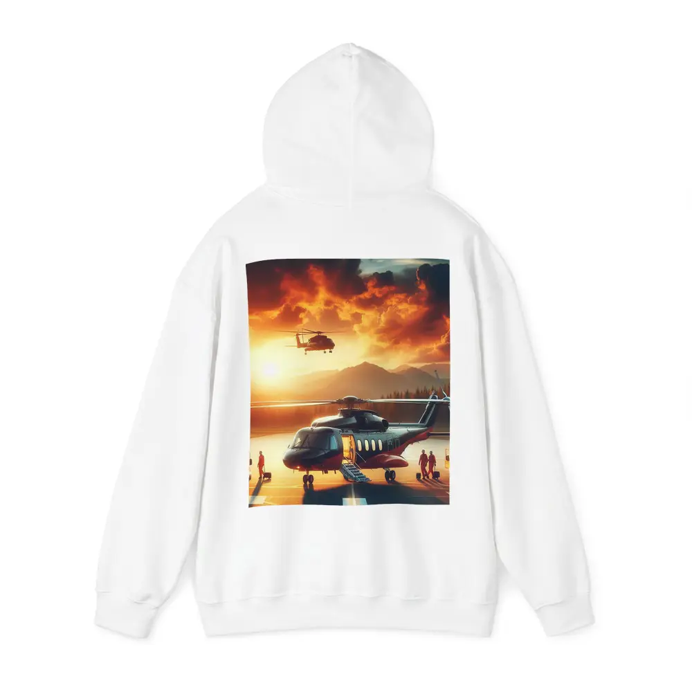 Helicopters on Tarmac Fiery Sunset Sky – Hoodies