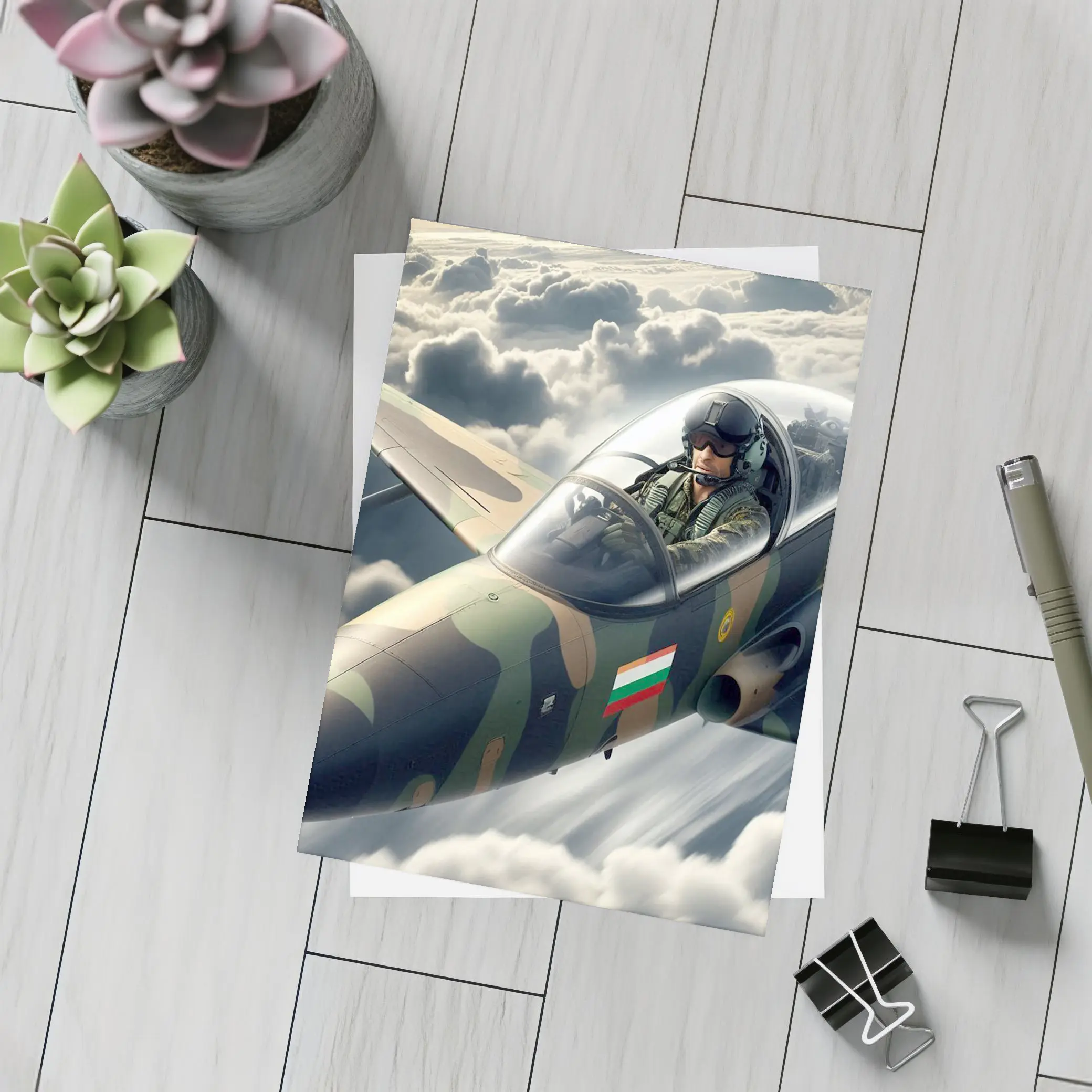 Fighter Jet Pilot Flying Above Clouds – Postcards