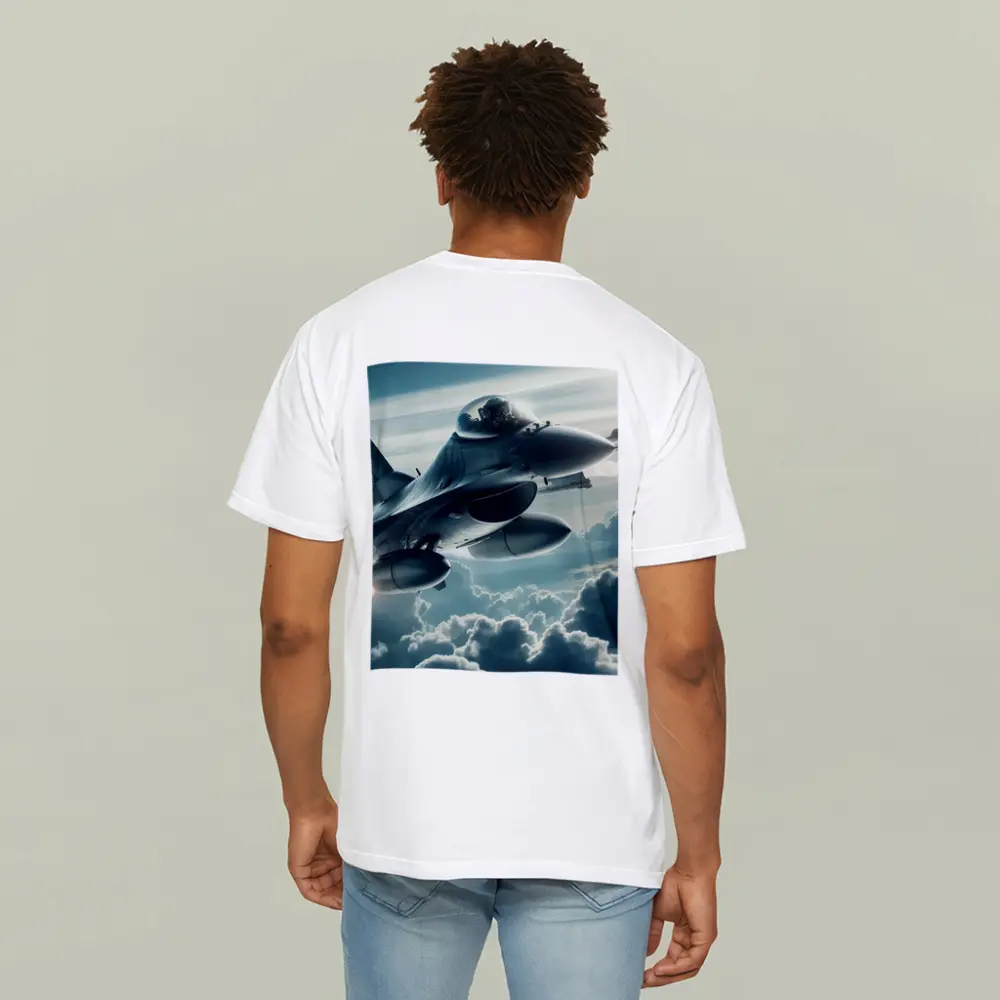 F16 Fighter Jet Flying Above Clouds – T-Shirts