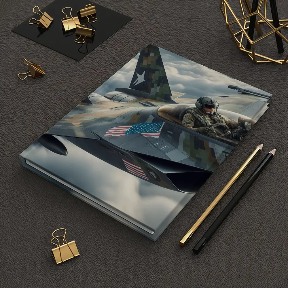 US Fighter Jet Pilot Above Clouds – Notebooks