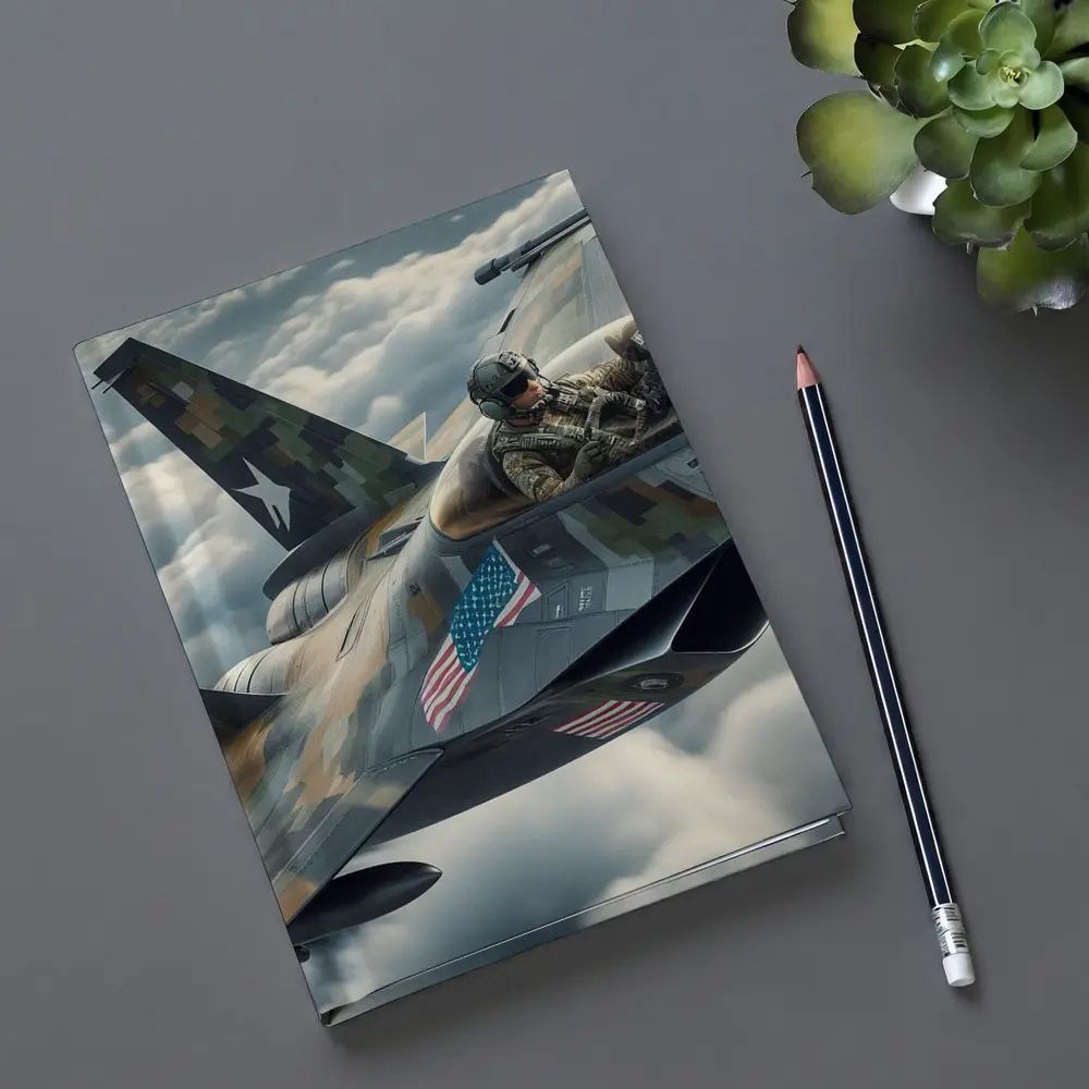 US Fighter Jet Pilot Above Clouds – Notebooks