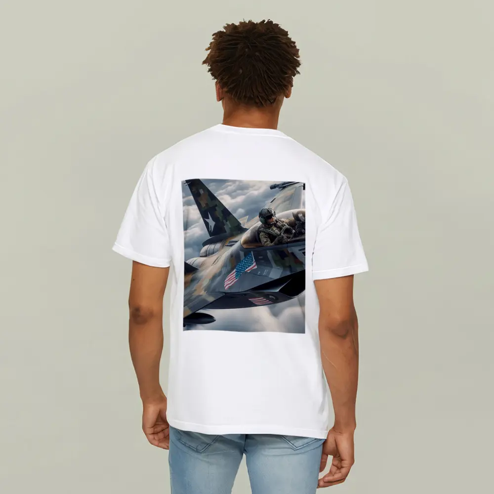 US Fighter Jet Pilot Above Clouds – T-Shirts