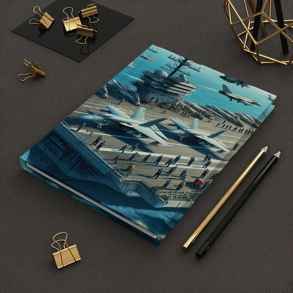 Navy Aircraft Carrier Jets Ocean Military Scene – Notebooks