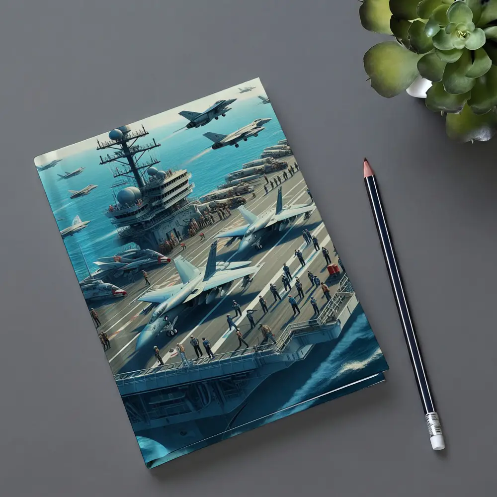 Navy Aircraft Carrier Jets Ocean Military Scene – Notebooks