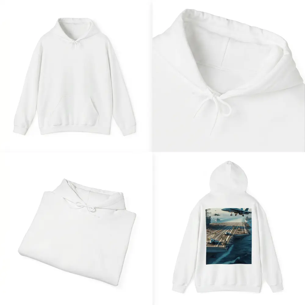 Navy Aircraft Carrier Jets Ocean Military Scene – Hoodies