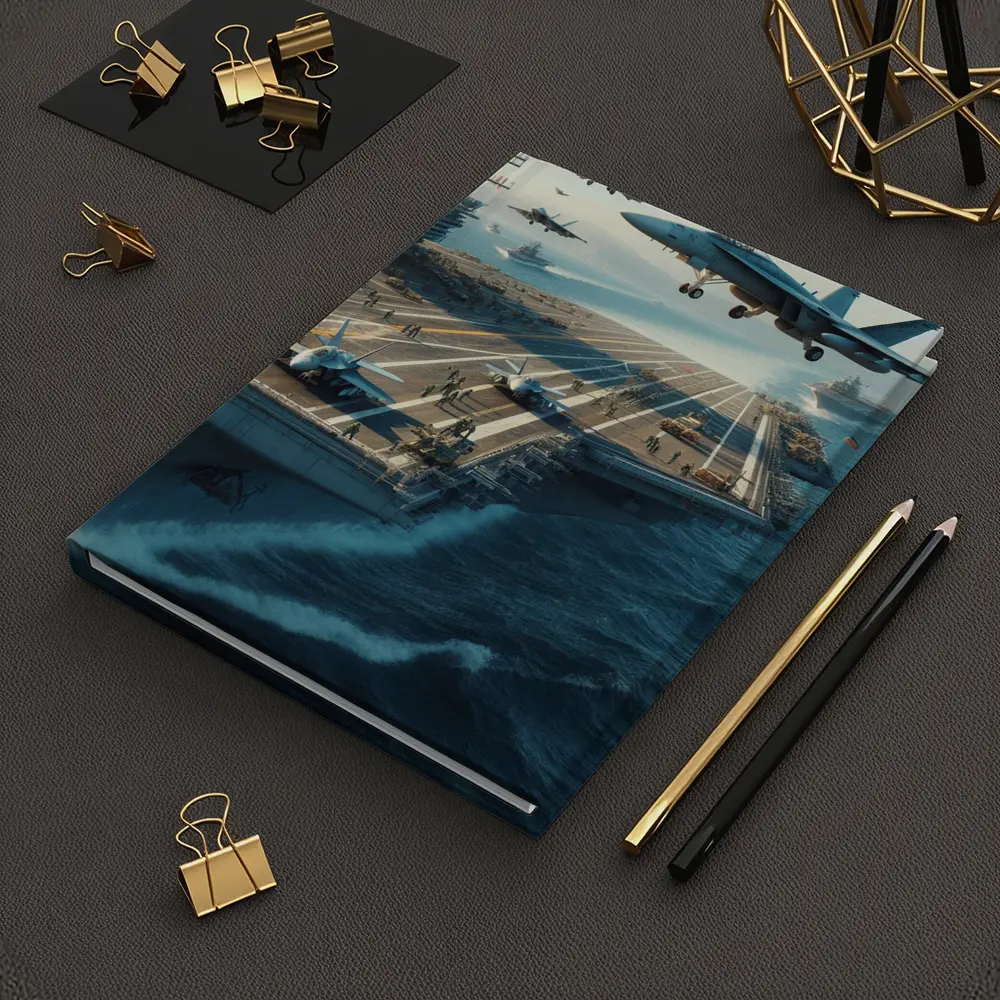 Navy Aircraft Carrier Jets Ocean Military Scene – Notebooks