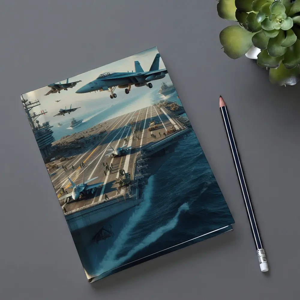 Navy Aircraft Carrier Jets Ocean Military Scene – Notebooks