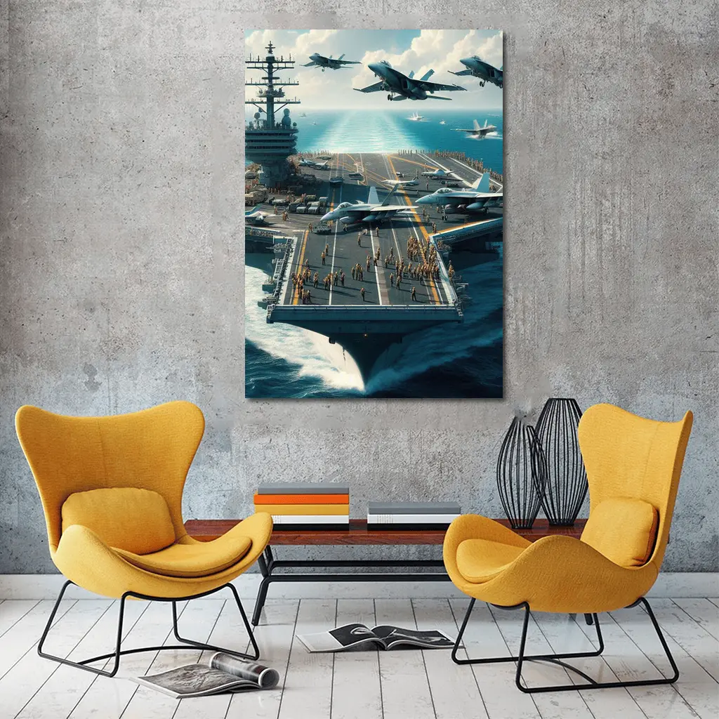 Aircraft Carrier Navy Jets Ocean Military – Wall Art