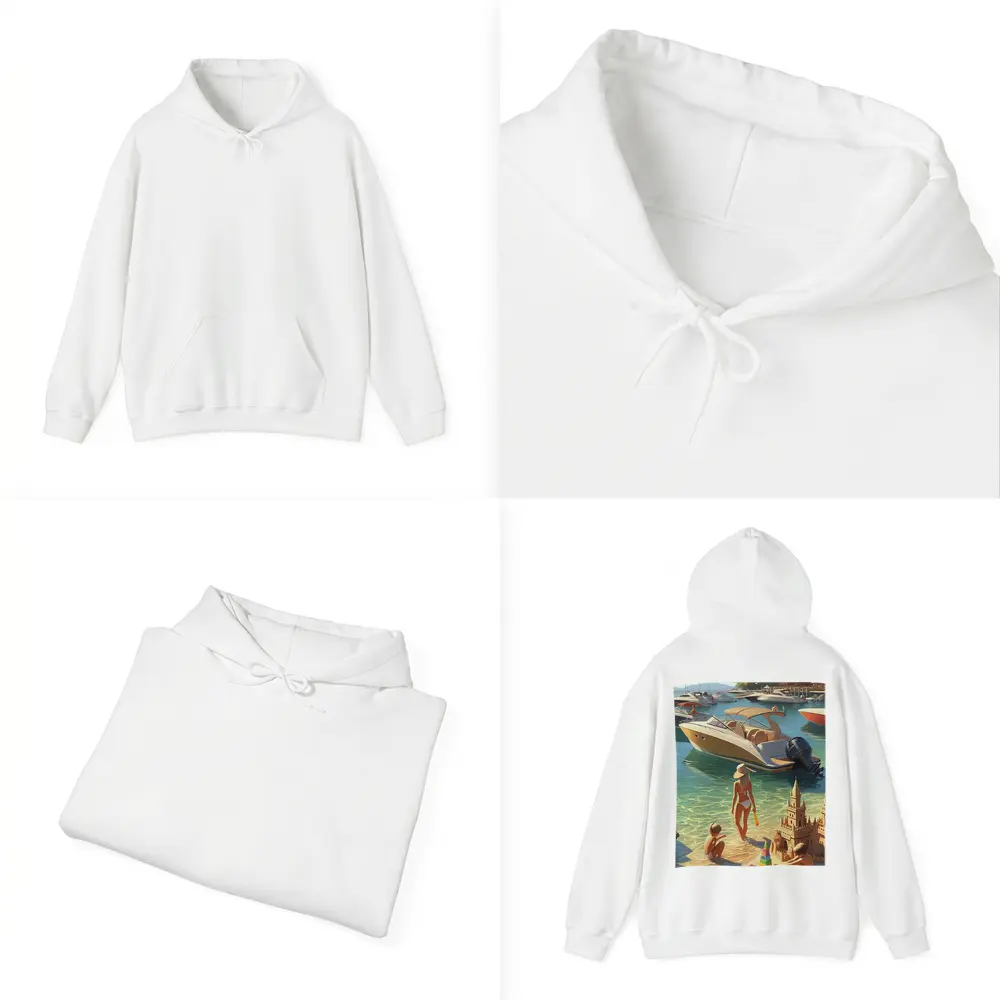 Summer Beach Day Speedboats Marina Scene – Hoodies