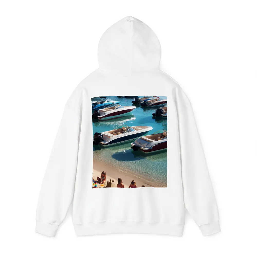 Speedboats Anchored Sandy Beach Turquoise Water – Hoodies