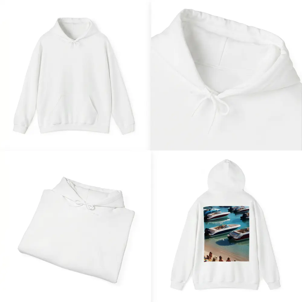Speedboats Anchored Sandy Beach Turquoise Water – Hoodies
