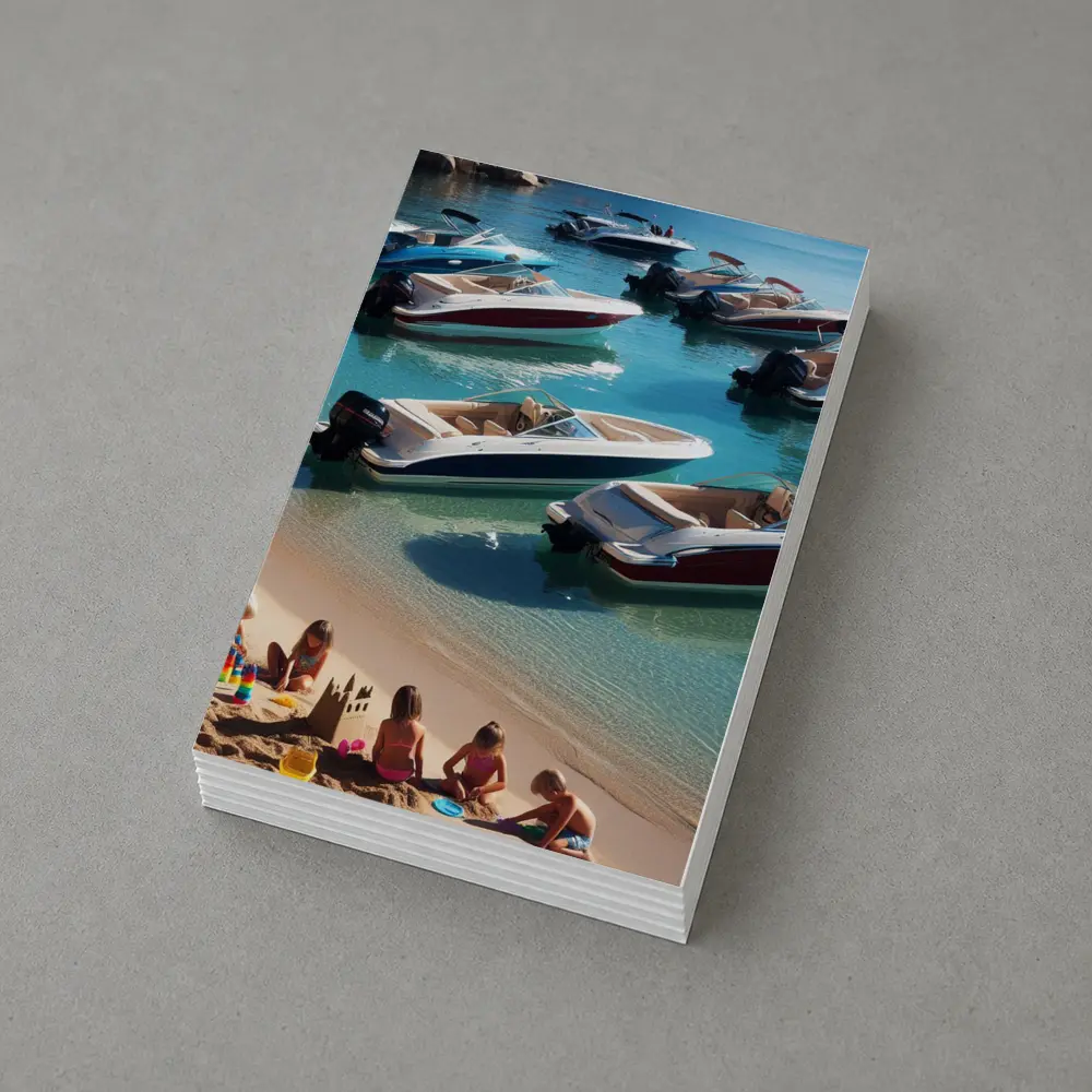 Speedboats Anchored Sandy Beach Turquoise Water – Postcards