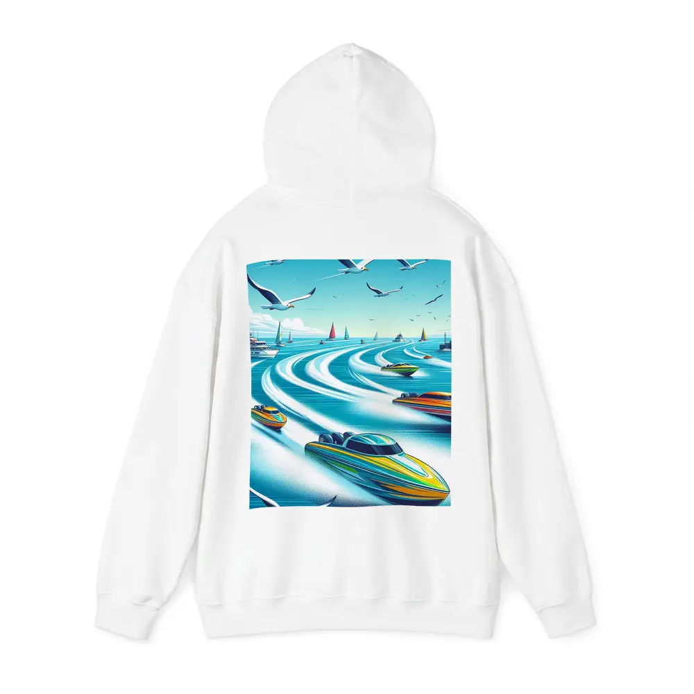 Speed Boats Racing Across Blue Ocean Waters – Hoodies