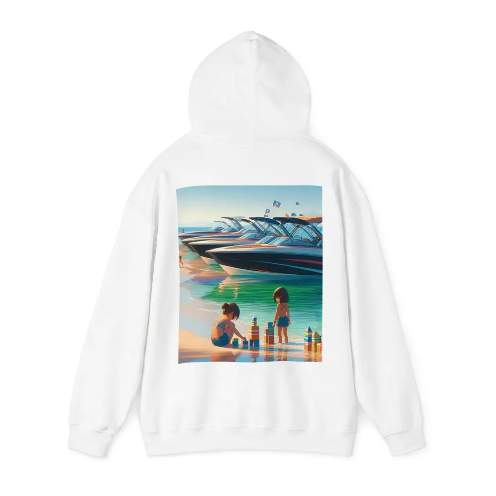 Kids Playing Beach Speedboats Sunny Summer Day – Hoodies