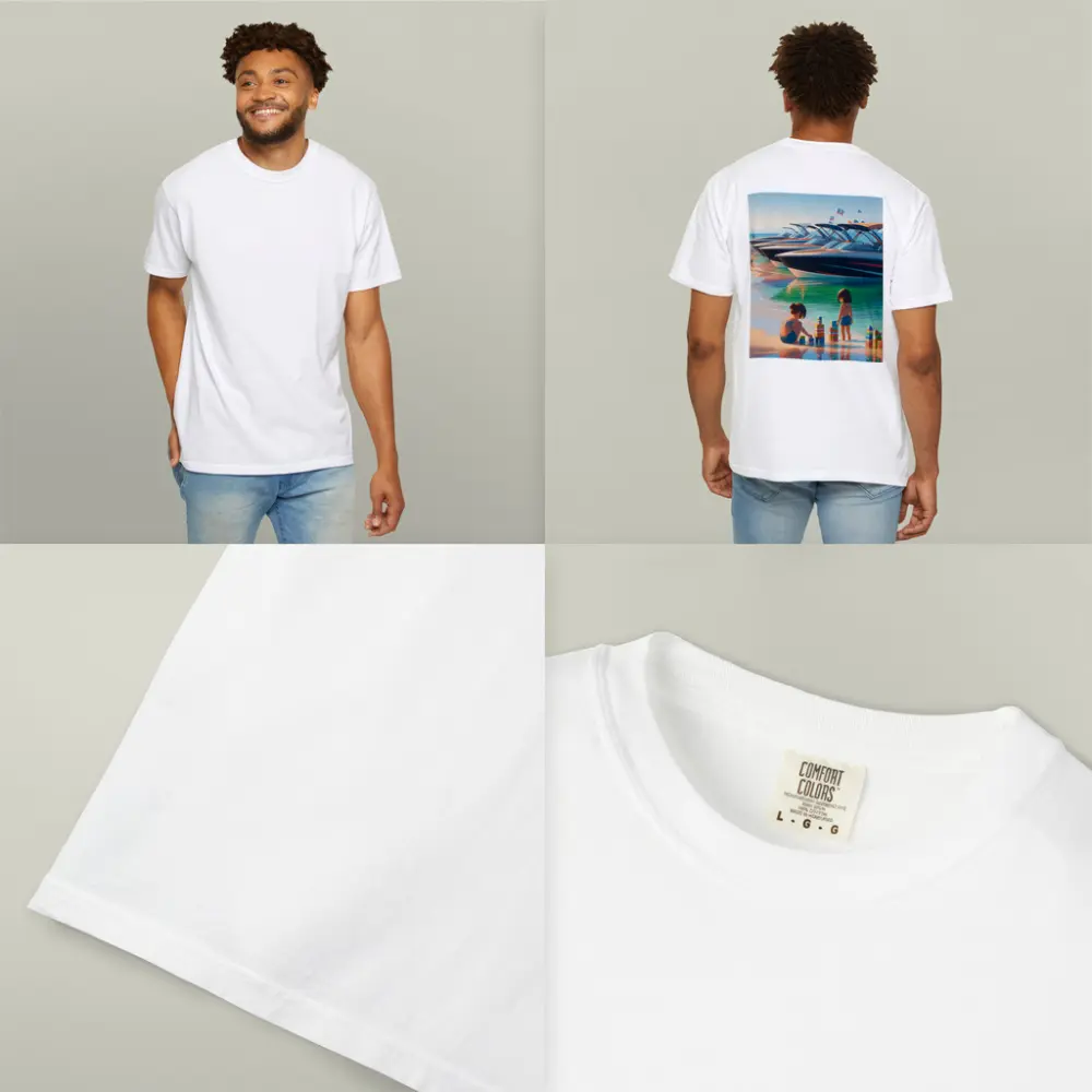 Kids Playing Beach Speedboats Sunny Summer Day – T-Shirts