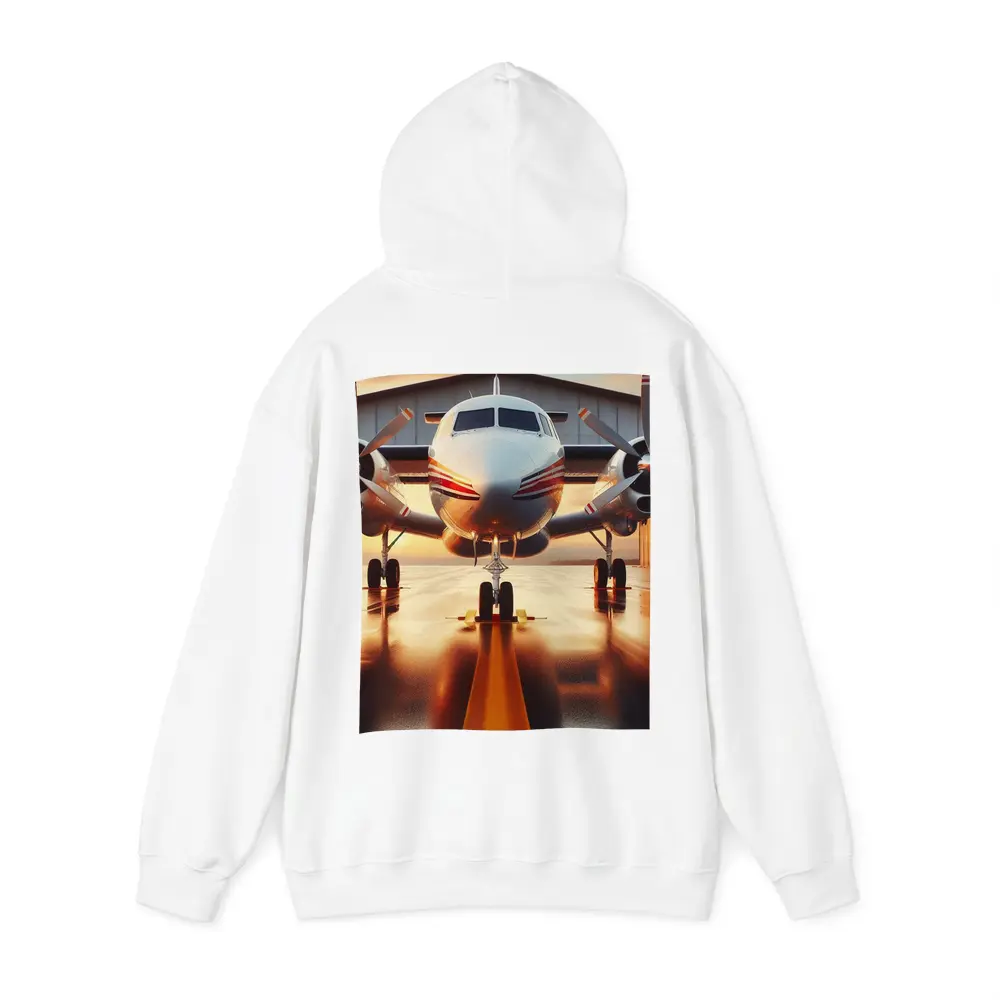 Twin Engine Propeller Plane Sunset Hangar – Hoodies