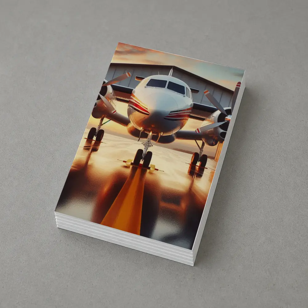 Twin Engine Propeller Plane Sunset Hangar – Postcards