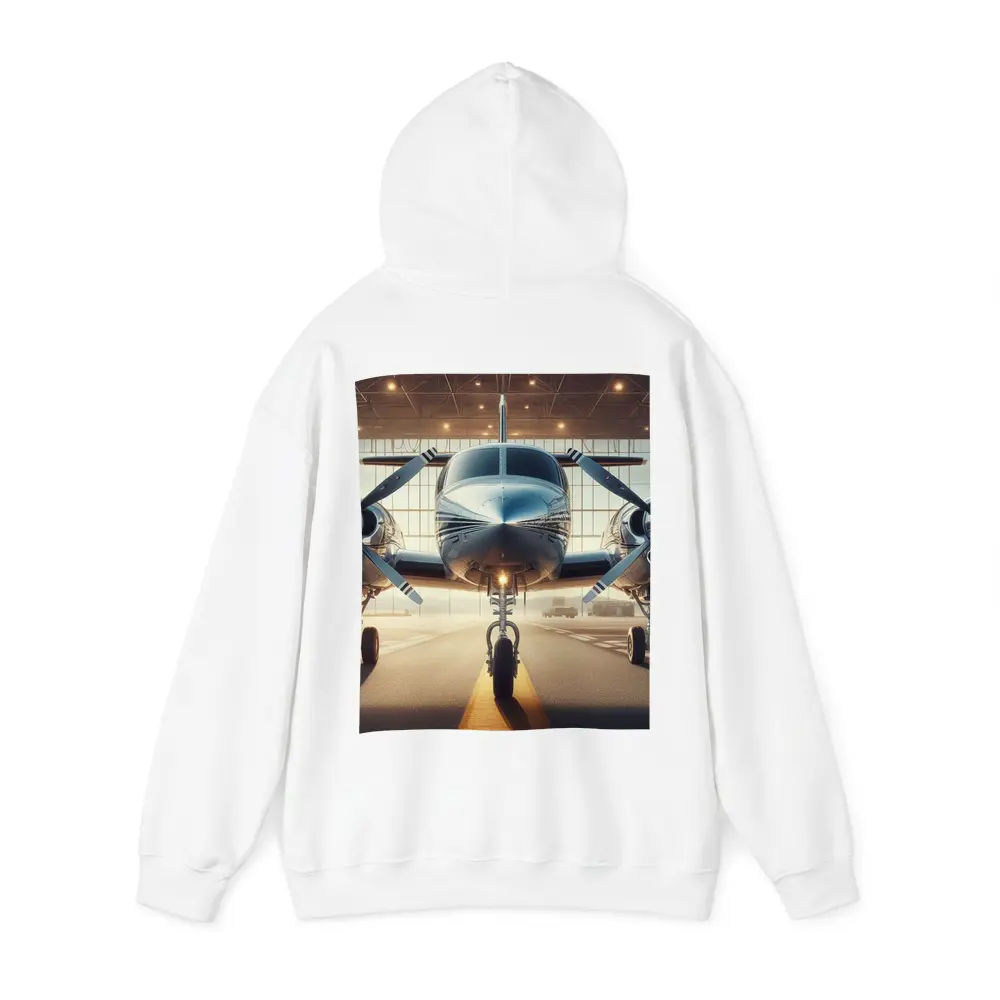 Twin Engine Propeller Plane Inside Hangar – Hoodies