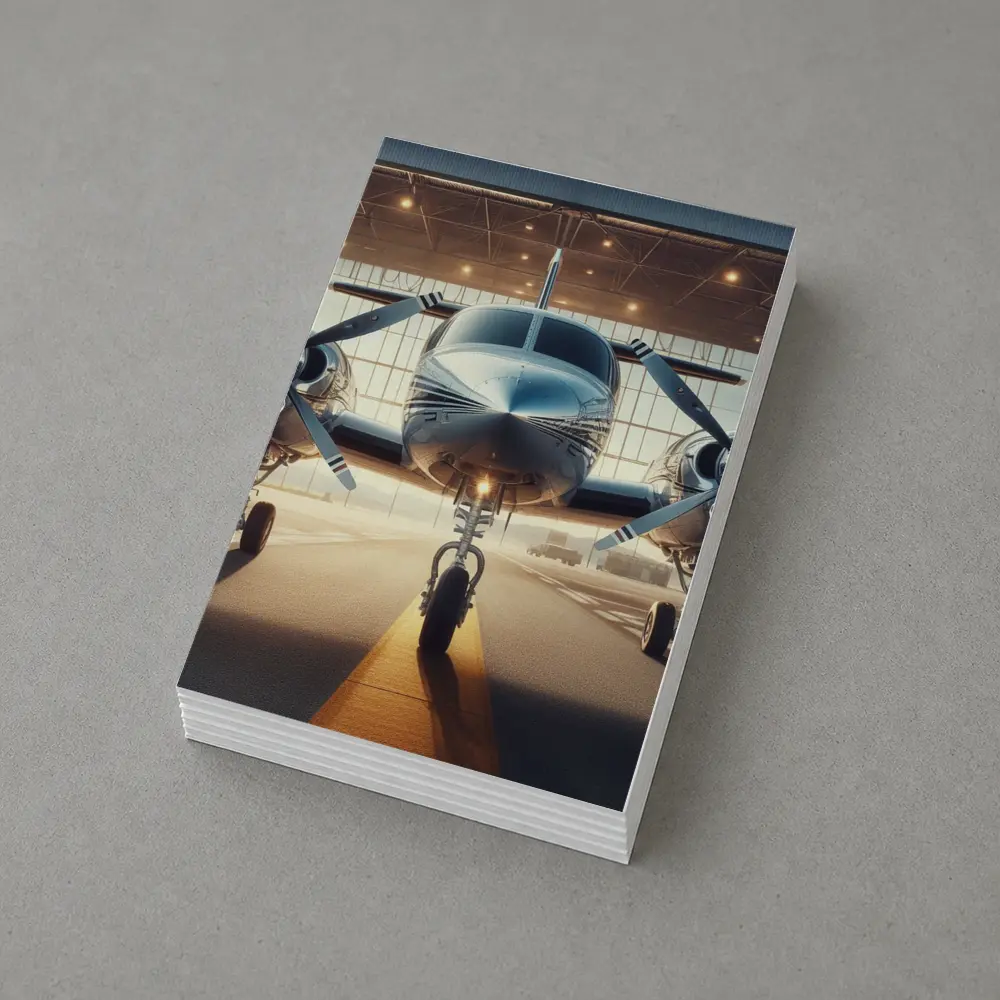 Twin Engine Propeller Plane Inside Hangar – Postcards