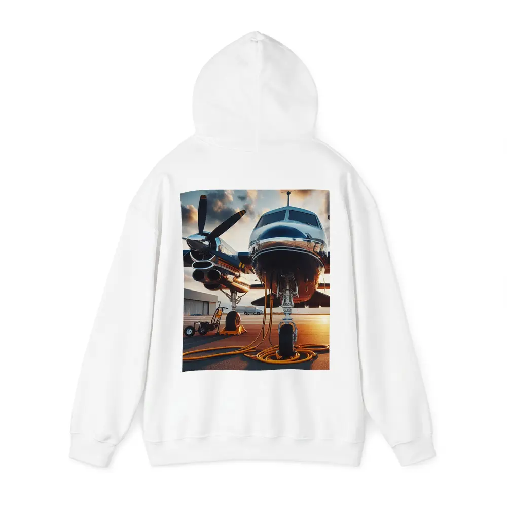 Private Propeller Plane On Airport Tarmac Sunset – Hoodies