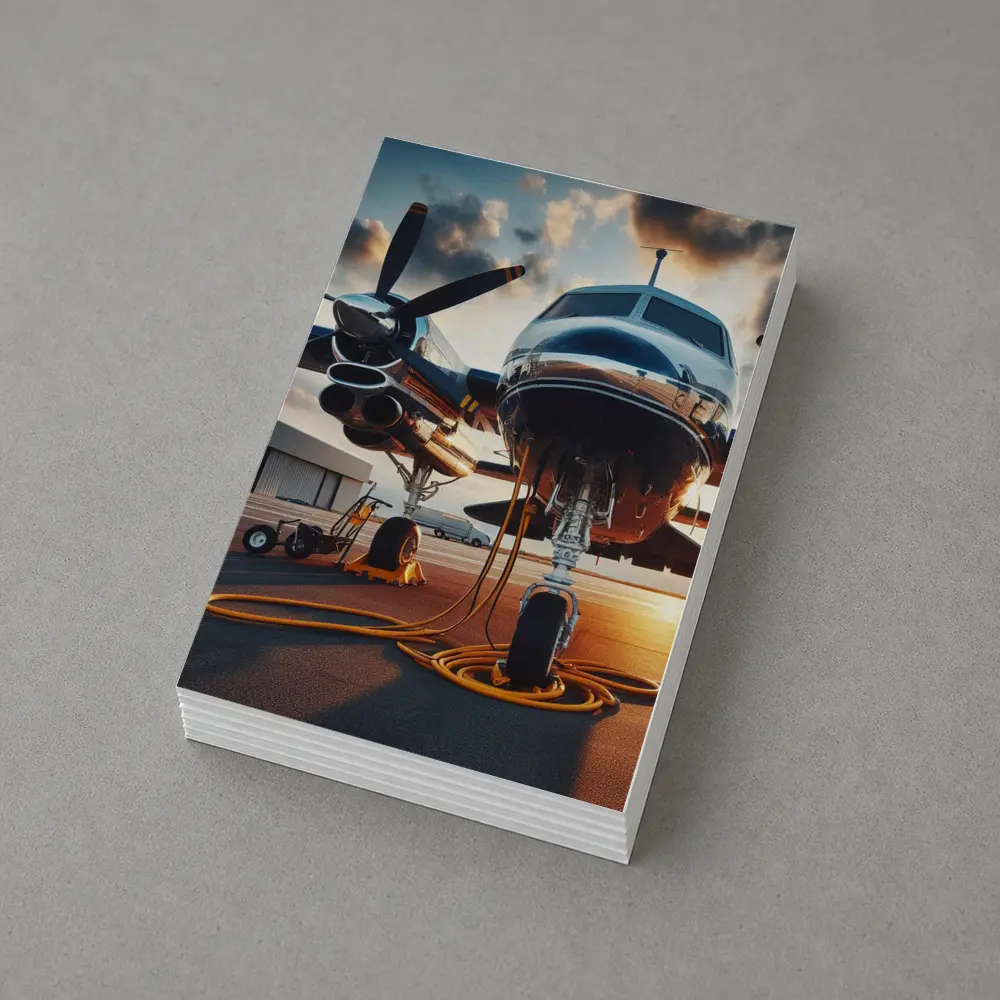 Private Propeller Plane On Airport Tarmac Sunset – Postcards