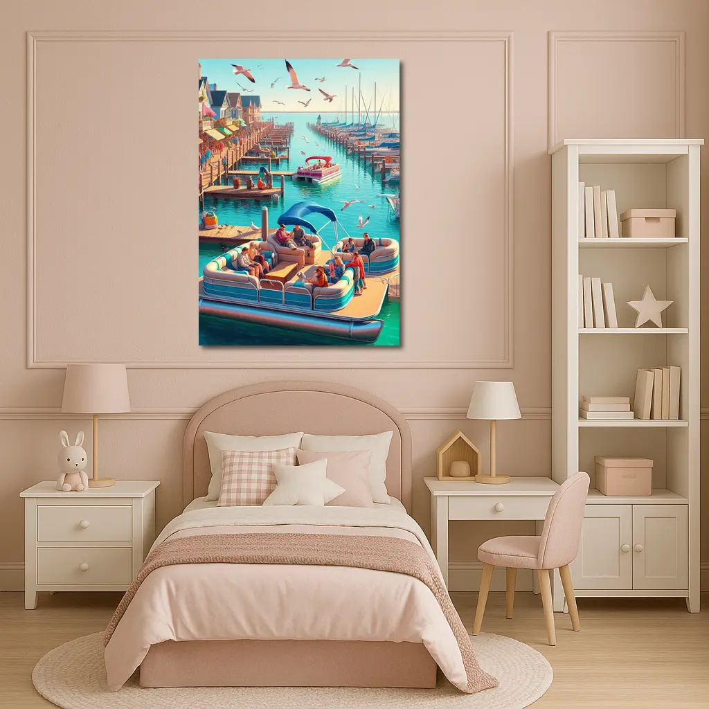 Pontoon Boat Marina Sunny Summer Day – Wall Art