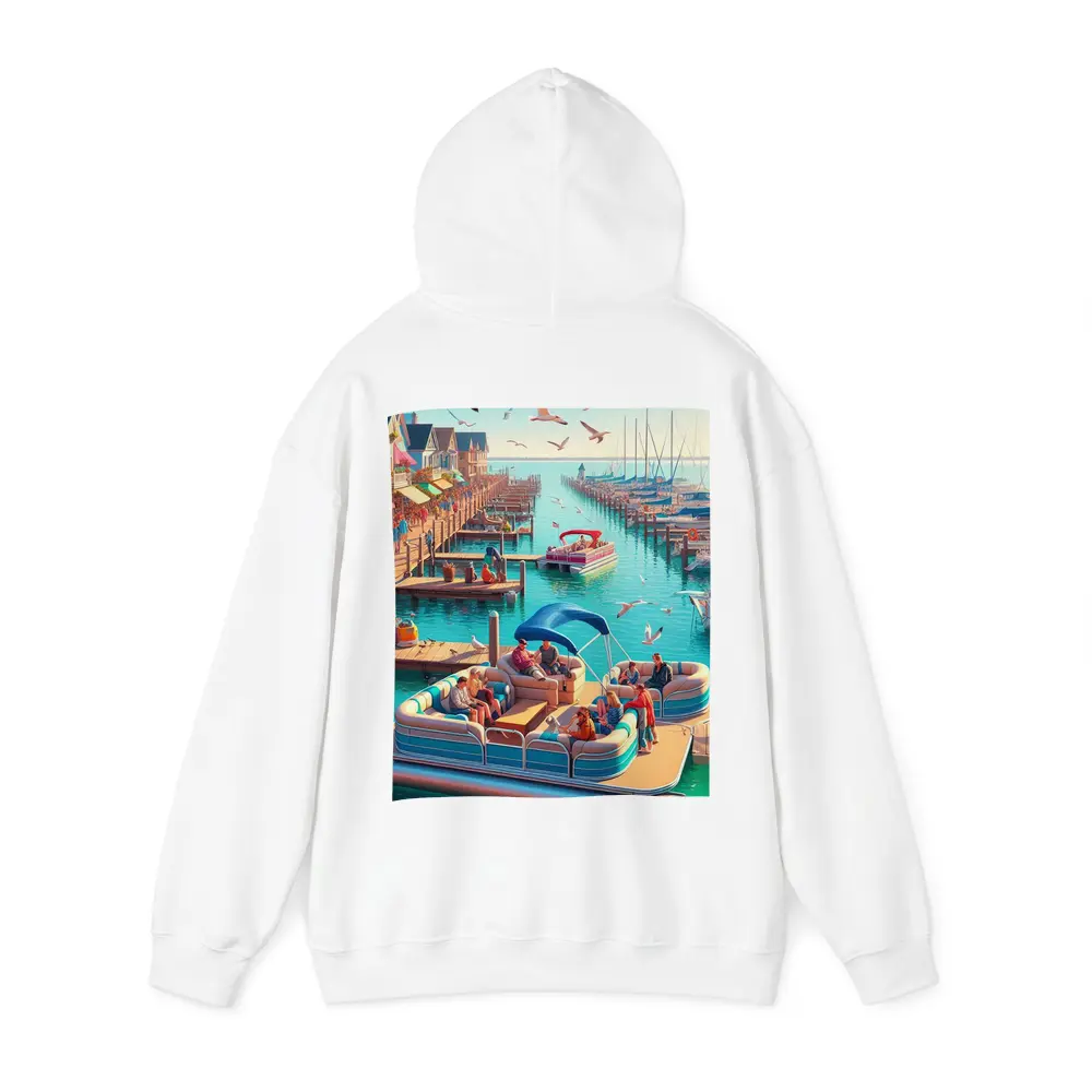 Pontoon Boat Marina Sunny Summer Day – Hoodies