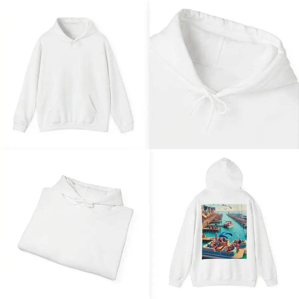 Pontoon Boat Marina Sunny Summer Day – Hoodies