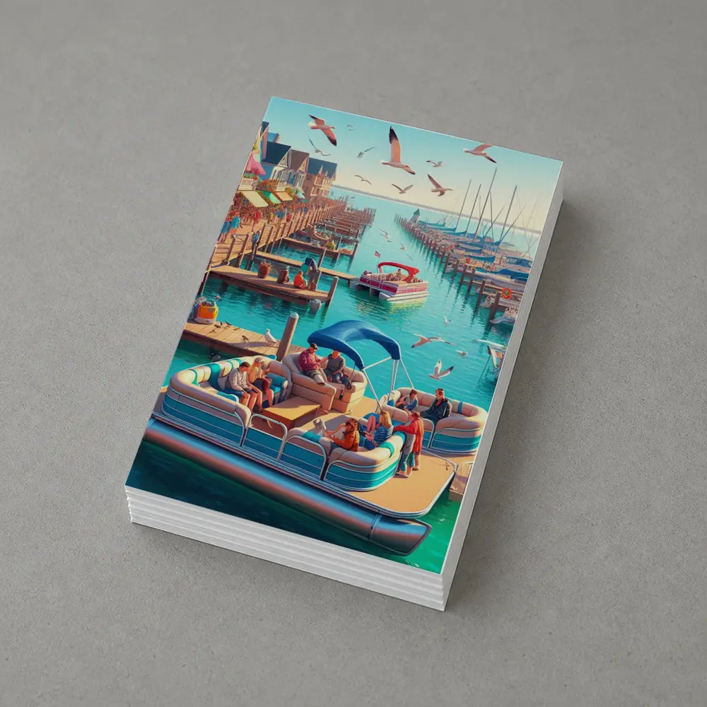 Pontoon Boat Marina Sunny Summer Day – Postcards