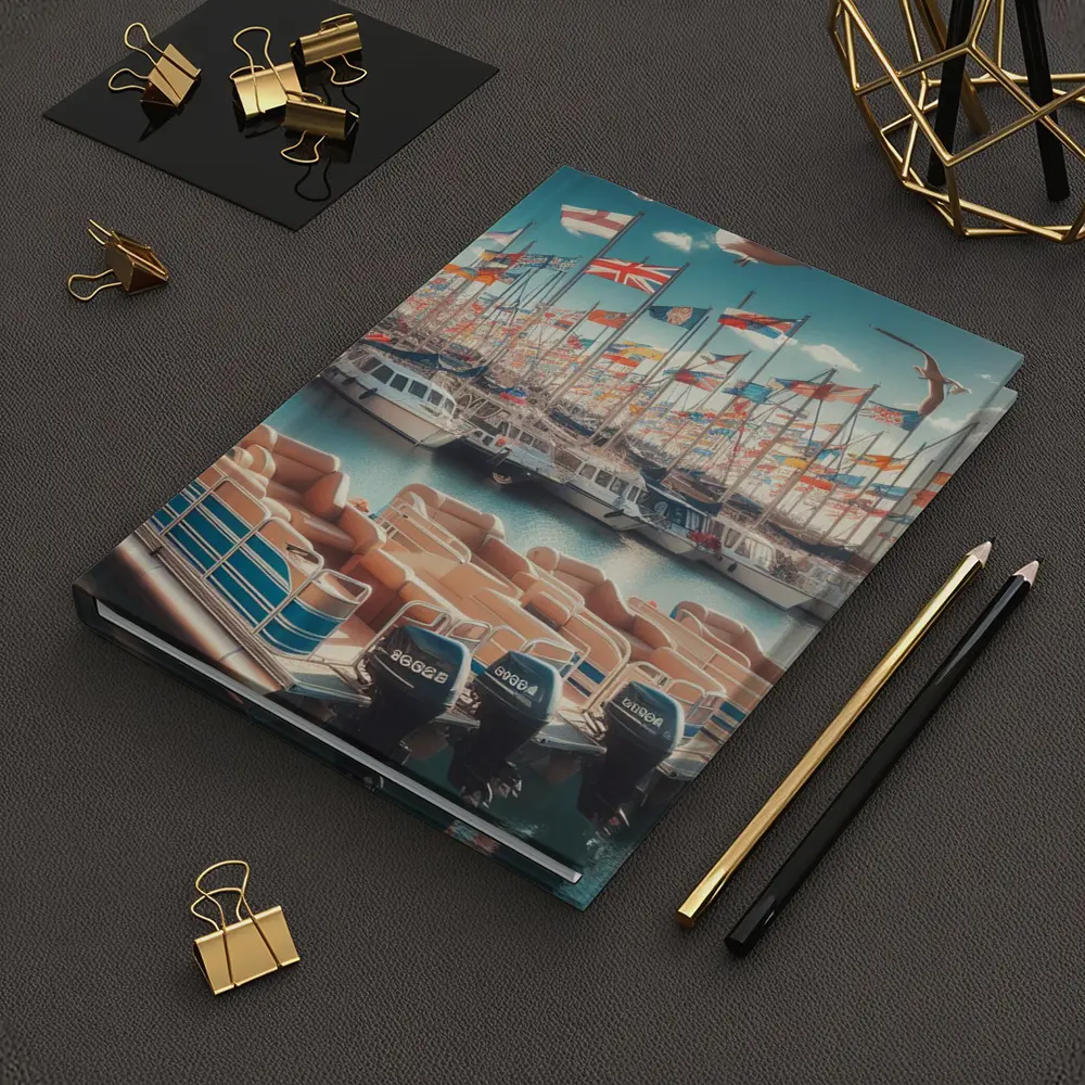 Marina Boats Flags Seagulls Blue Sky – Notebooks
