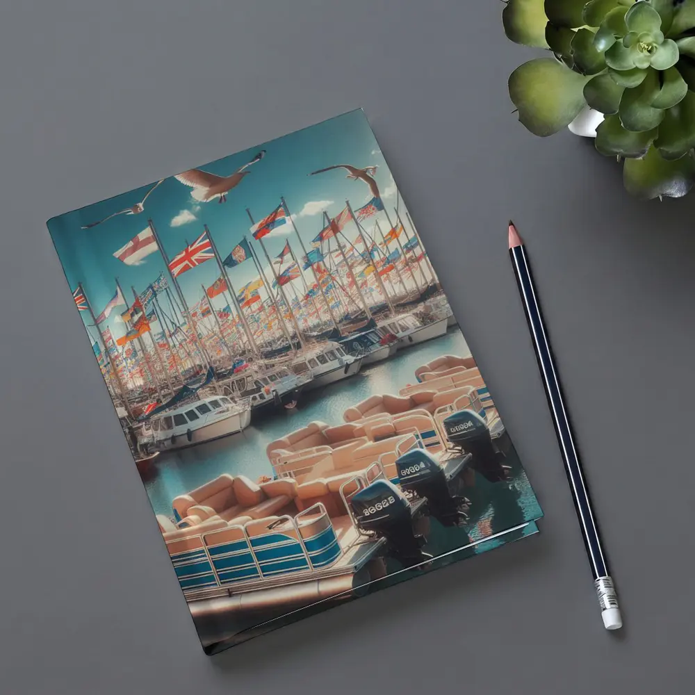 Marina Boats Flags Seagulls Blue Sky – Notebooks
