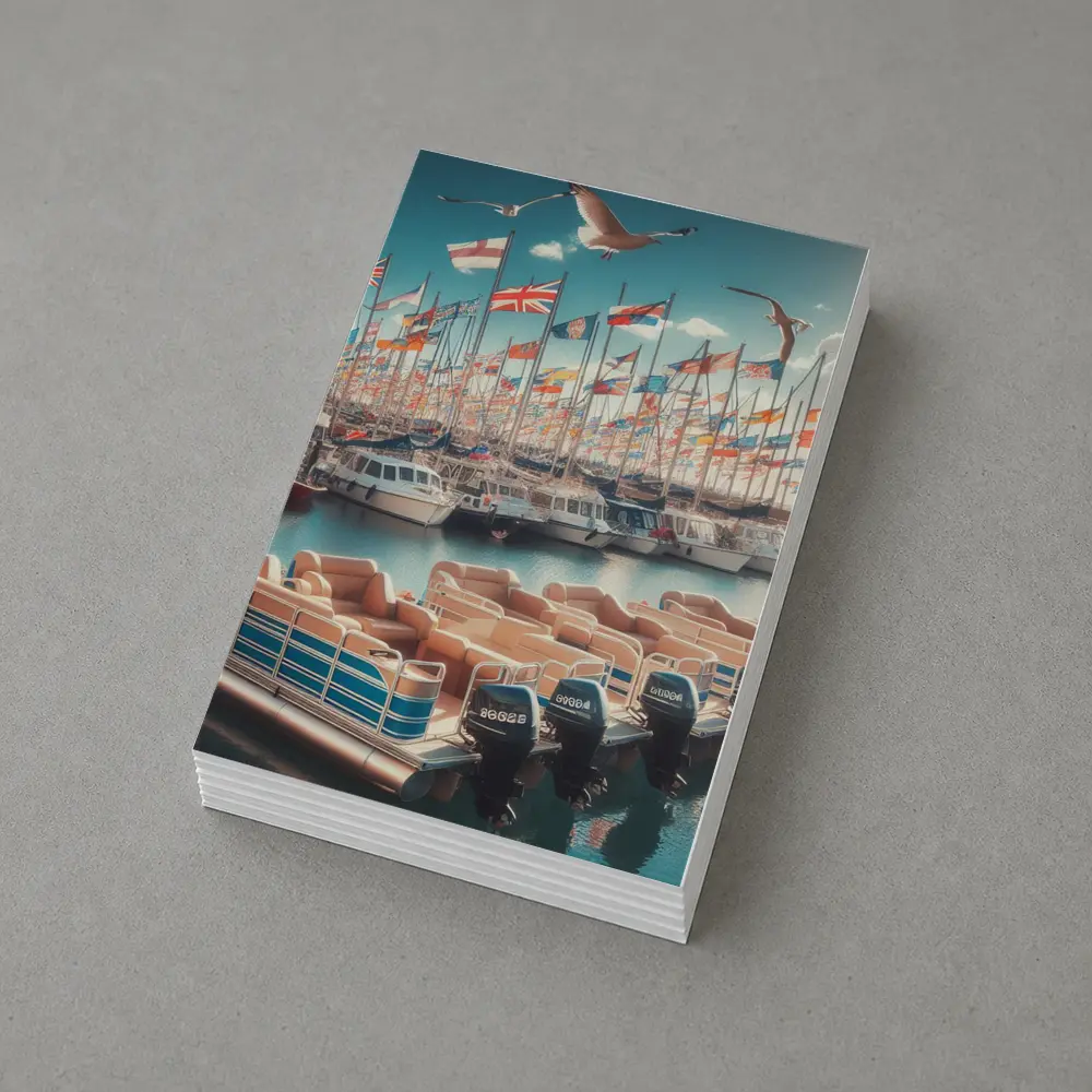 Marina Boats Flags Seagulls Blue Sky – Postcards