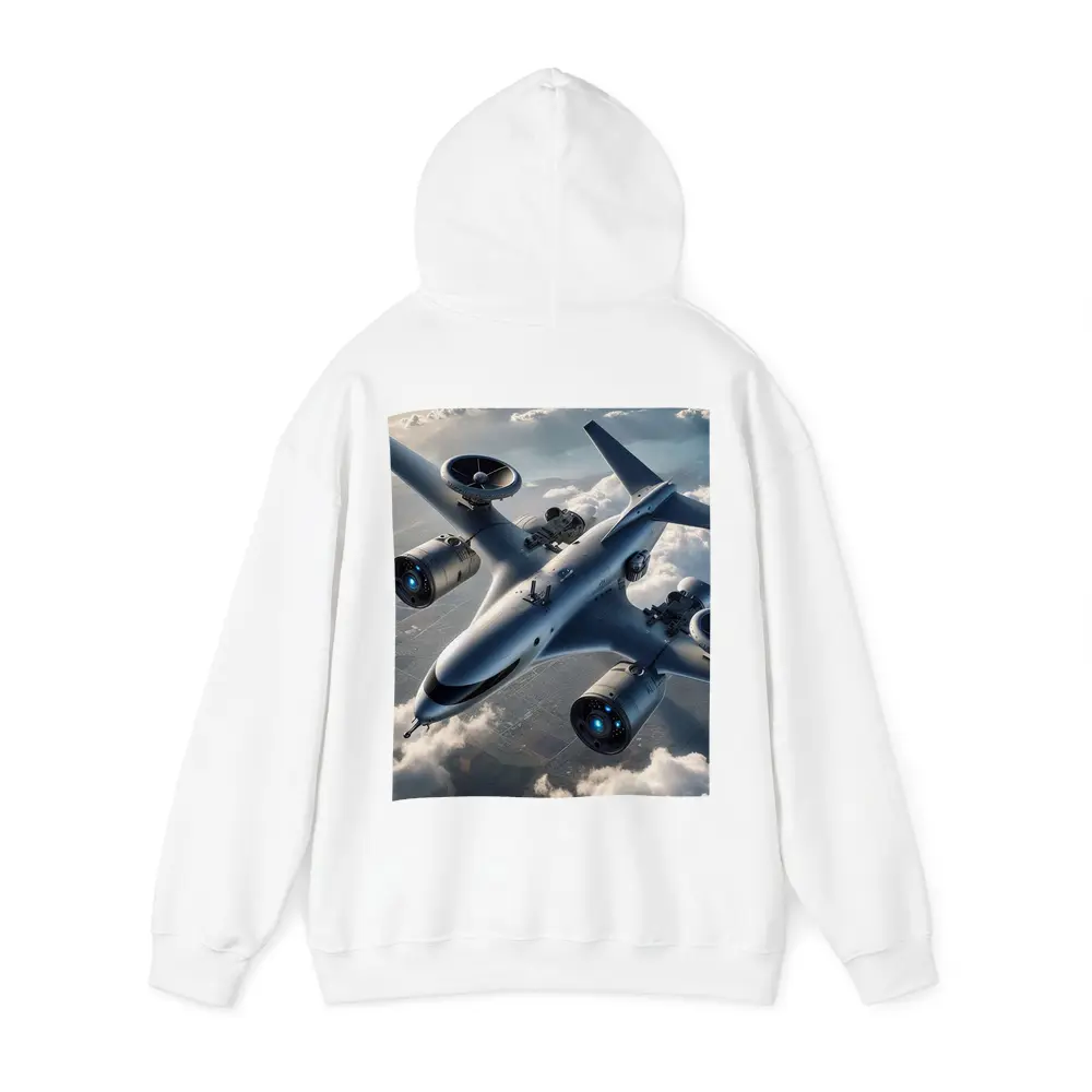 Futuristic Military Drone Aircraft Above Clouds – Hoodies
