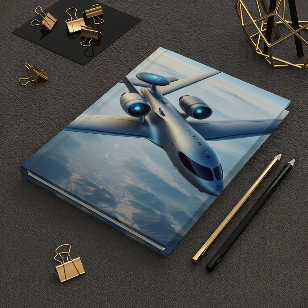 Futuristic Concept Jet Flying Over Mountains – Notebooks